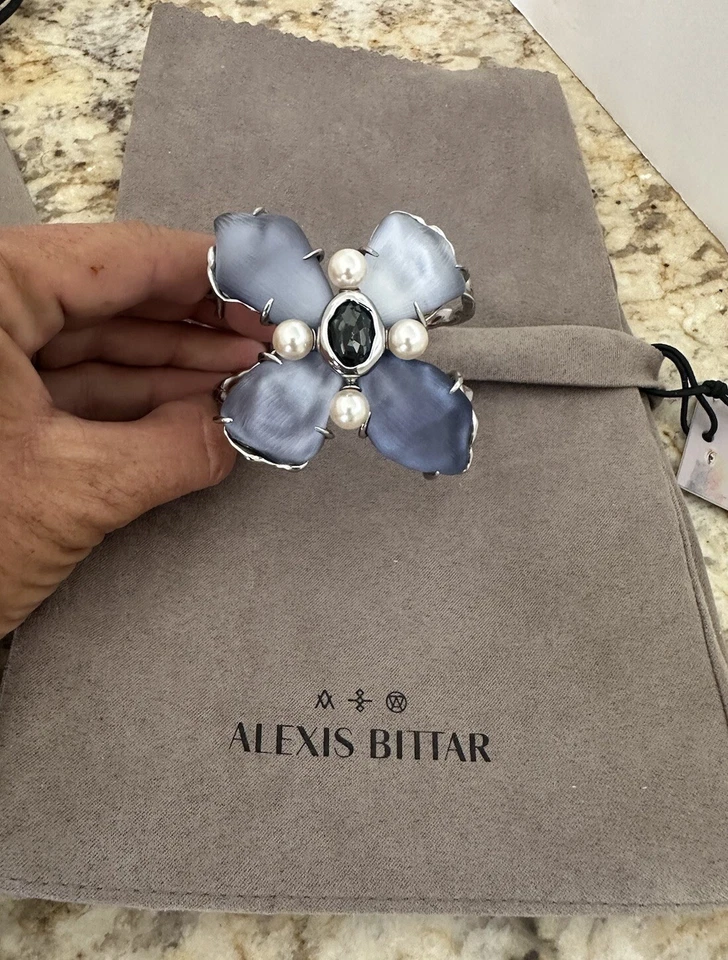 100% подлинный Alexis Bittar синий Ombré Lucite цветок жемчуг браслет $395