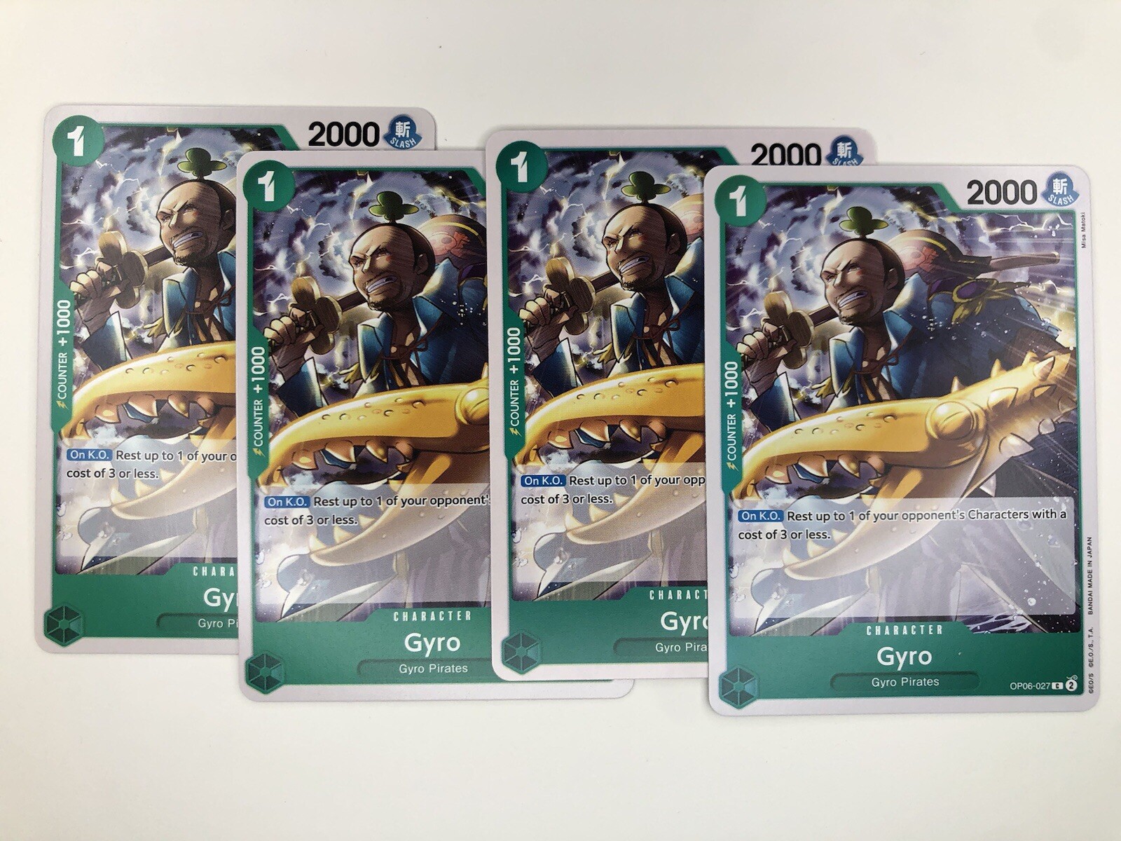 4x One Piece Card Game Gyro OP06-027 English Common Near Mint Playset