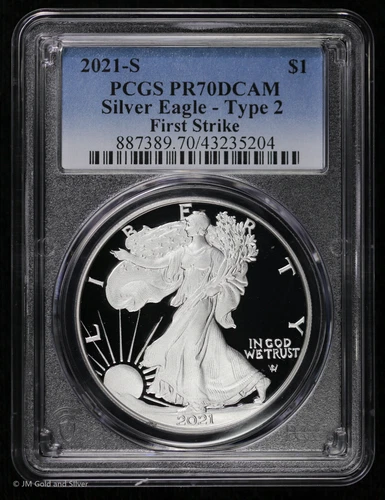 2021 S $1 Proof American Silver Eagle PCGS PR 70 DCAM | Type 2 First Strike