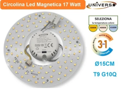 UNIVERSO CIRCOLINA PIASTRA MAGNETICA LED 17W Ø15CM T9 RICAMBIO NEON PLAFONIERA CIRCOLARE