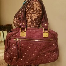 Treesje Quilted Leather & Brass Studded Satchel Handbag.
