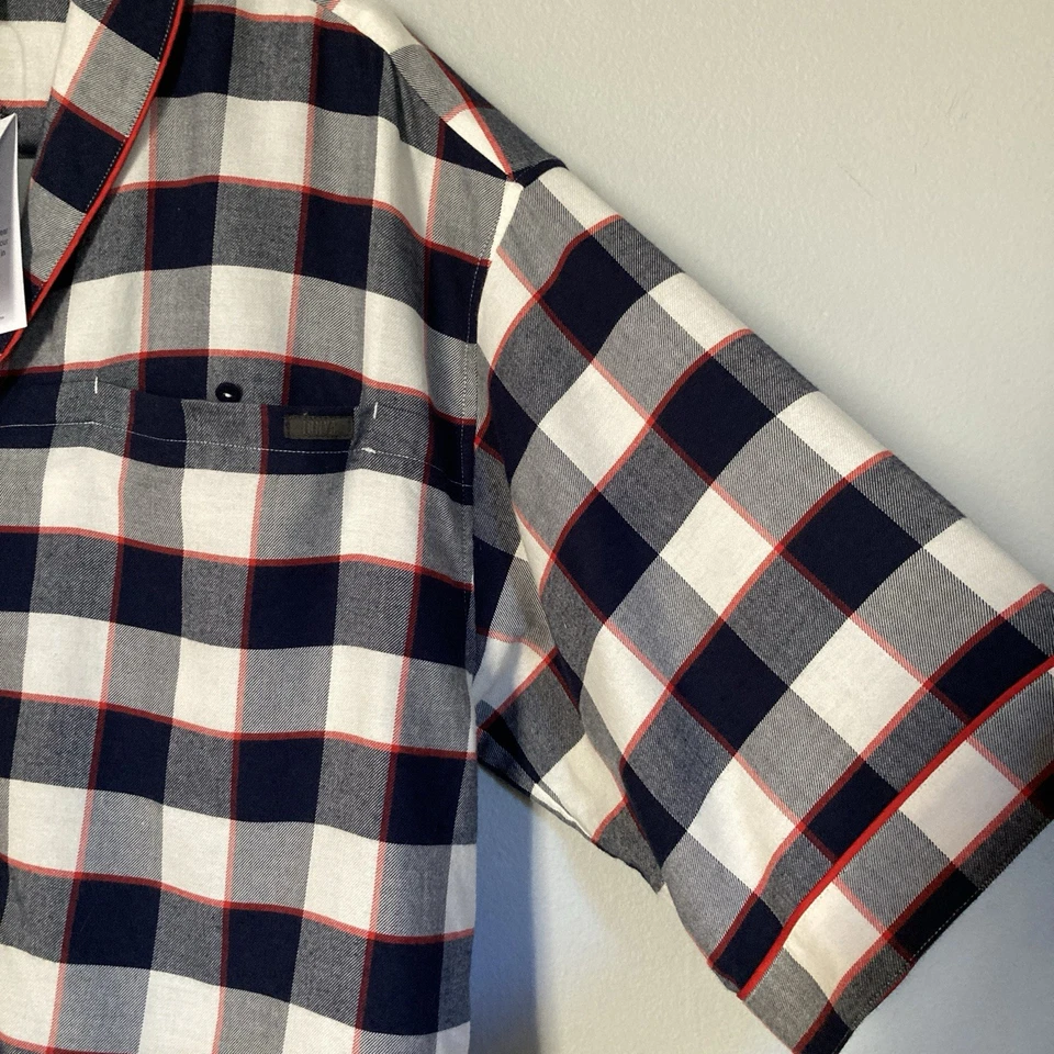 Lunya Pajama Top Buffalo Check Cotton Modal Brushed Flannel Shawl Collar Medium - Image 3 of 4