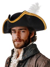 Pirate Hat for Women Men Colonial Tricorn Hat Halloween Pirate Costume Access...