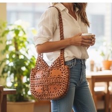 Patricia Nash Giraldi Hobo Florence Tan Italian Leather Bag P12271 NEW