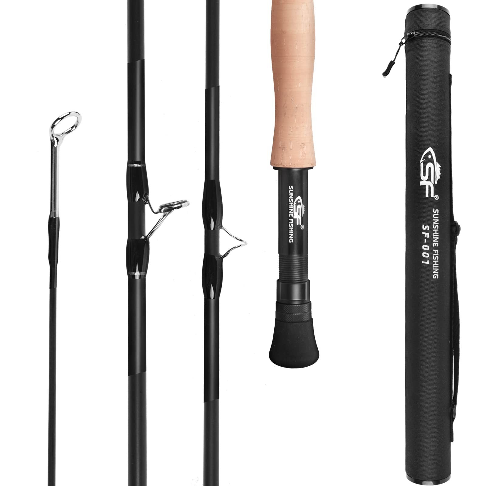 SF Fly Fishing Rod and Reel Combo 7.6FT 3/4/5/6/7/8WT 4-Piec