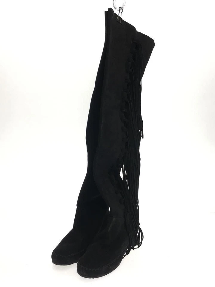 Botas longas ETRO super franja 39 camurça preta usadas - Imagem 2 de 4