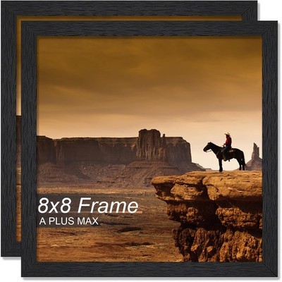 A PLUS MAX 8x8 Picture Frame Set of 2, Black Engineered Wood Frame for 8 x 8 ...