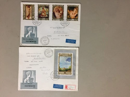 Two Hungary NUDE paintings fdc.One SS