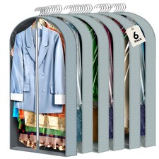 6 pcs 40" Garment Bags for Hanging Clothes, Clear Suit Bags for Closet Storag...