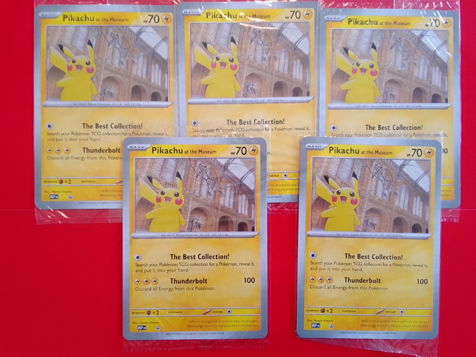 PIKACHU AT THE MUSEUM PROMO CARD X 5 BRAND NEW SEALED