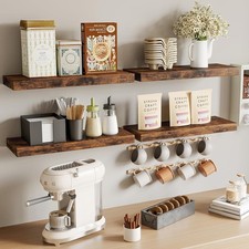Set of 4 Floating Wall Shelves Picture Ledge Display Rack Book Hanging Shelf UK