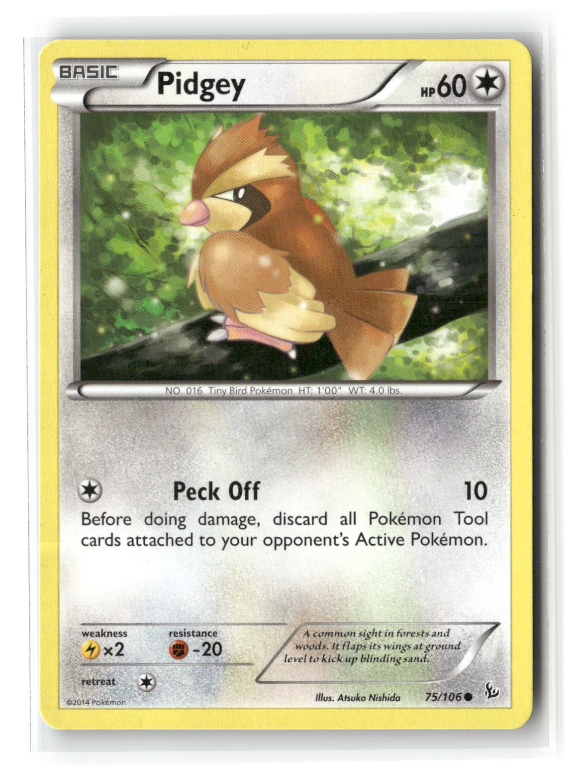 Pidgey Common Flashfire 75/106 Pokemon Moderately Played