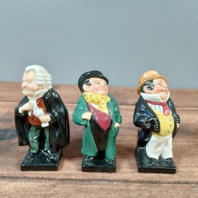 3 Royal Doulton Figurines Tony Weller Captain Cuttle Buzfuz Collectible Ceramic