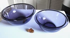 80's Pyrex Purple Amethyst Glass Mixing Bowls 1.5 ltr. & 1 Qt Sizes Vtg Nesting