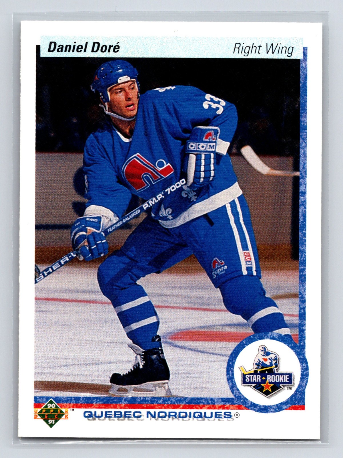 1990-91 Upper Deck - Rookie Daniel Dore #255 (RC) Quebec Nordiques Hockey Card