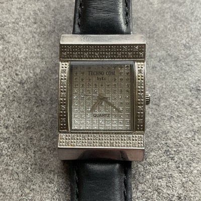 Techno Com By Kc Womens Diamond Tank Style Watch 22mm Silver Tone Case B-I