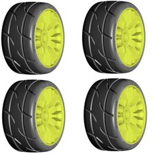NEW GRP GTY03-XM4 1/8 GT T03 REVO XM2 SoftMedium Mounted Tires 4 Yellow