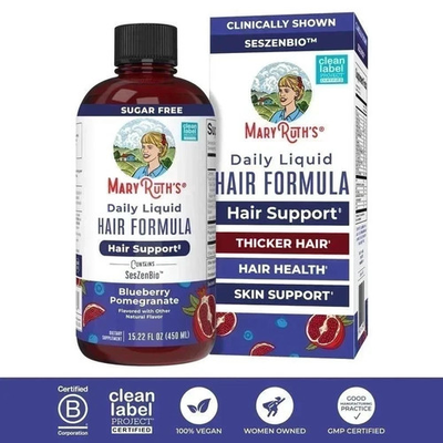 #ad Mary Ruth#x27;s Daily Liquid Hair Formula Supplement Blueberry Pomegranate Flavor $12.50