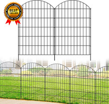 Metal Garden Fence 42In H X 23.3Ft L , 10 Panels 11 Stakes Dog Fence Border