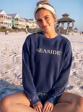 The Seaside Style Seaside Pullover Crewneck Sweatshirt Blue Size XS Unisex