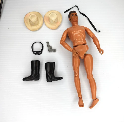 Vintage Marx Gabriel Lone Ranger Action Figure with Mask Hats boots