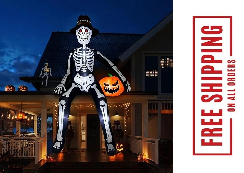 10 FT Inflatables Skeleton Halloween Decor Outdoor, Giant Blow Up Decorations...