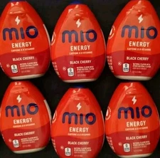 6 Mio ENERGY CAFFEINE B VITAMINS Black Cherry Squeeze Water Liquid Enhancer Mix