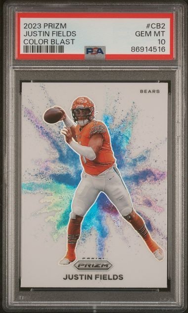 JUSTIN FIELDS 2023 PANINI PRIZM COLOR BLAST CB2 CASE HIT - PSA 10
