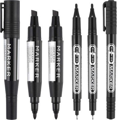 6 Pieces Permanent Markers, Different Sizes Double-ended Permanent Marker Pen...