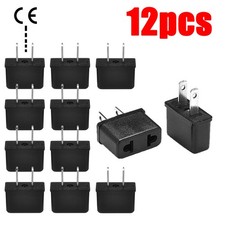 US USA to EU Euro Europe Power Jack Wall Plug Converter Travel Adapter Us 12 PCS