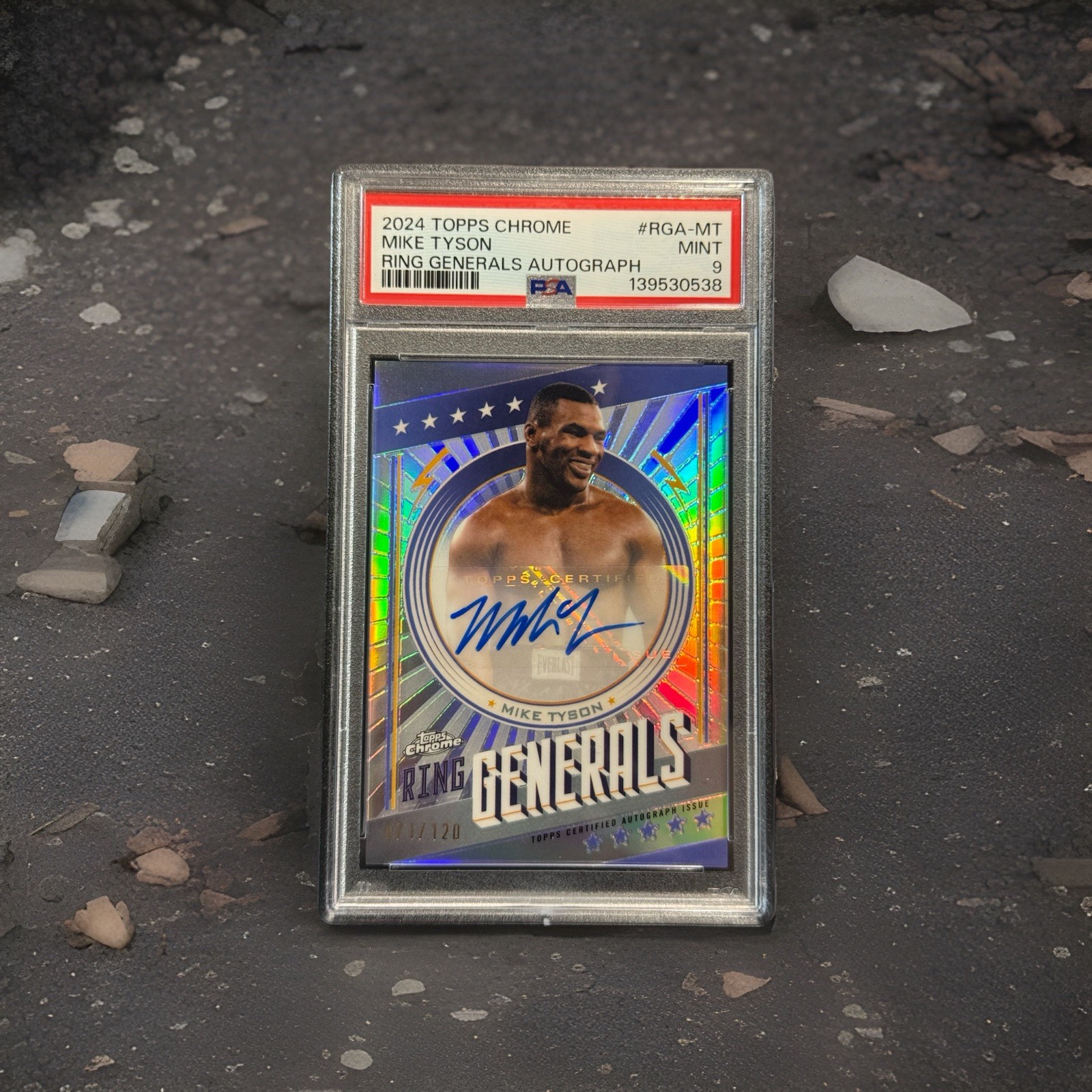 2024 Topps Chrome Boxing Mike Tyson Ring Generals Auto Refractor /120 PSA Mint 9