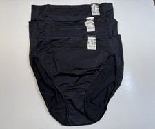 NWT Vanity Fair Hi-Cut Brief Panties 13235 Size 8 XL Black 3 Pairs