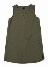 Gap Sleeveless Minimalist Casual V-Neck Shirt Dress in Olive Size XS