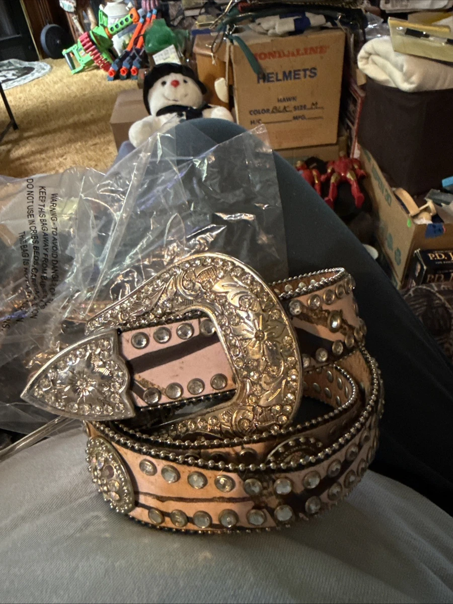 Women\'s Leather Western Camo Bling Belt with Rhinestone Size Large Women main image 4