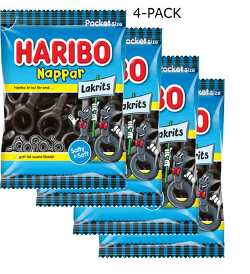 Chewy Haribo Lakrits Nappar - 4x80g Swedish Candy