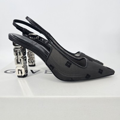 Givenchy G Cube Mesh Black Slingback Pumps 85mm Size 36 NEW with box