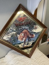 Miller High Life Sly Red Fox Diamond Series Beer Bar Mirror Scott Zoellick 1995