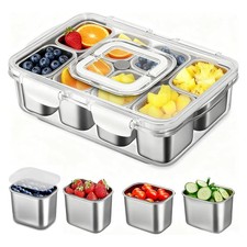 UNIVERTEN Snackbox mit 8 Edelstahl Fächern Tragbar Snack Aufbewahrungsbox mit...