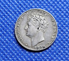 1828 Sixpence George IV British Silver Coin