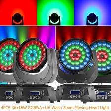 4PCS 36x18W RGBWA UV Wash Zoom Moving Head Light LED DMX Stage Lighting Bar KTV