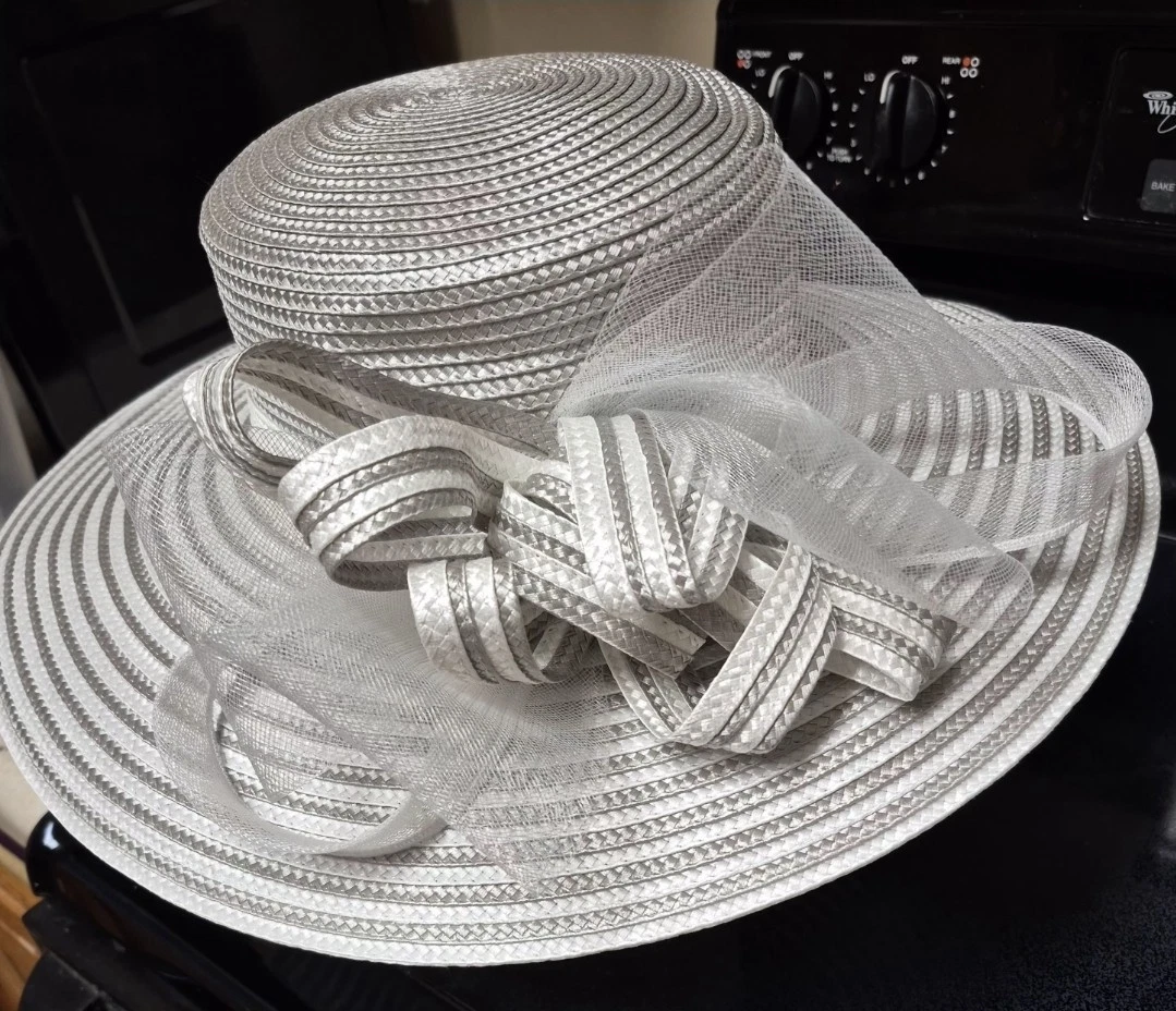 chinese dress ladies Giovanna Church Hat HR22134-Silver  Church suits for less