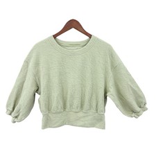 LULULEMON Textured Crewneck Pullover Cropped Sweater Size 8 Green LW3EEJS X787
