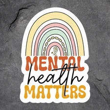 Mental health matters sticker vinyl decal rainbow awareness retro positivity