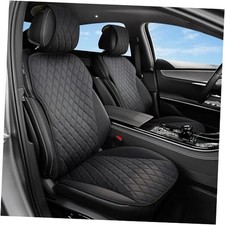 2PCS Car Seat Covers Front Seats - Luxury Sideless Leather Car Seat Black