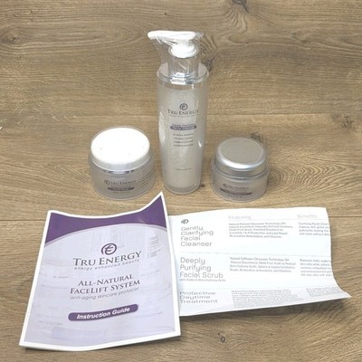 Tru Energy Facial Cleanser Facial Scrub Daytime Treatment Skin Care Set New
