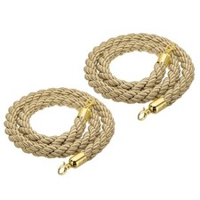 2Pcs Stanchion Rope 1.5m/5Ft Barrier Rope Twisted Post Champagne Gold Gold Hook