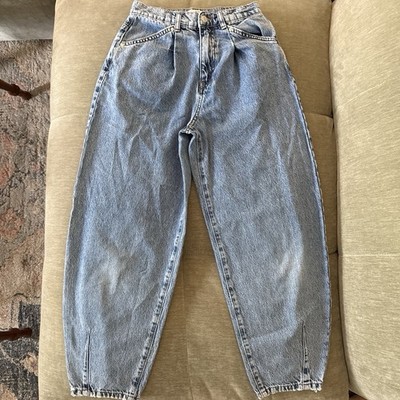 Pull&Bear Women s Jeans Light Wash Blue Barrel Denim Regular Size 2