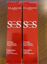Set of 2 Clarins SOS Primer Diminishes Redness 1oz No. 04 GREEN - NIB