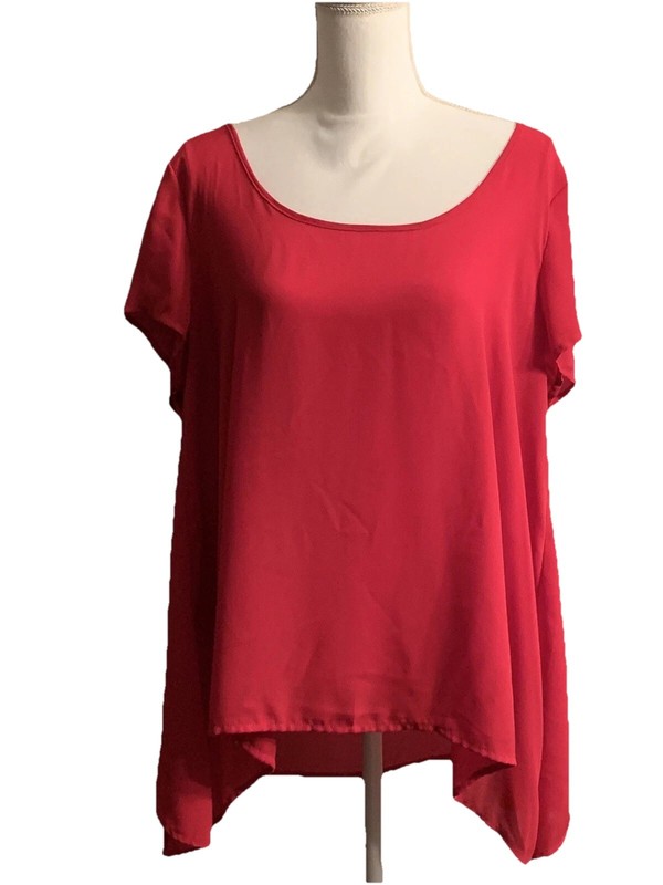Torrid Hot pink Short Sleeve Casual Sheer Shirt Blouse sz 1 XL Long Sides Summer