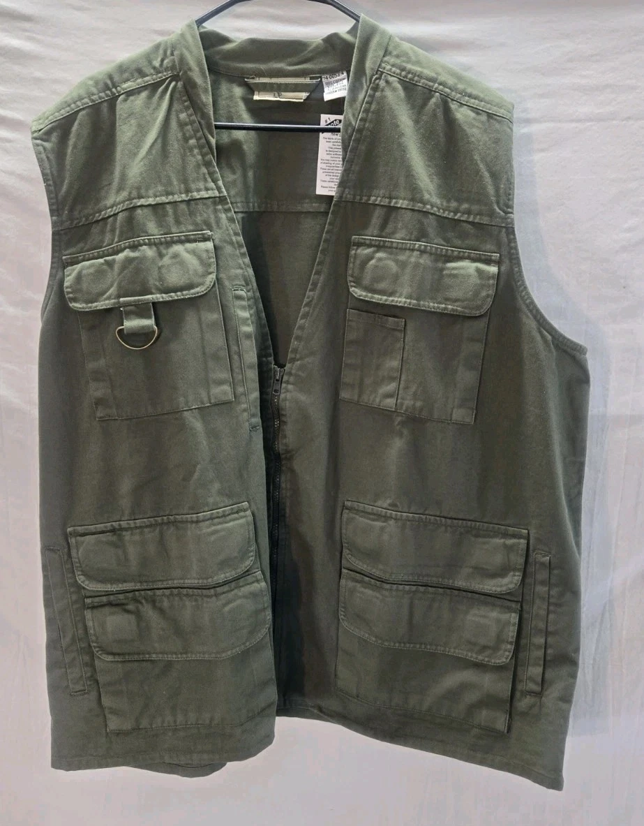 Boulder Creek Trading Company Men's 2XL Green Pocket Utility Zip Up Vest New